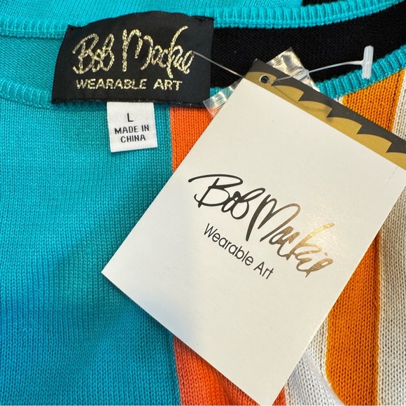 NWT Bob Mackie Wearable Art Retro Women’s Colorblock Tunic Sweater Size L - Picture 5 of 8